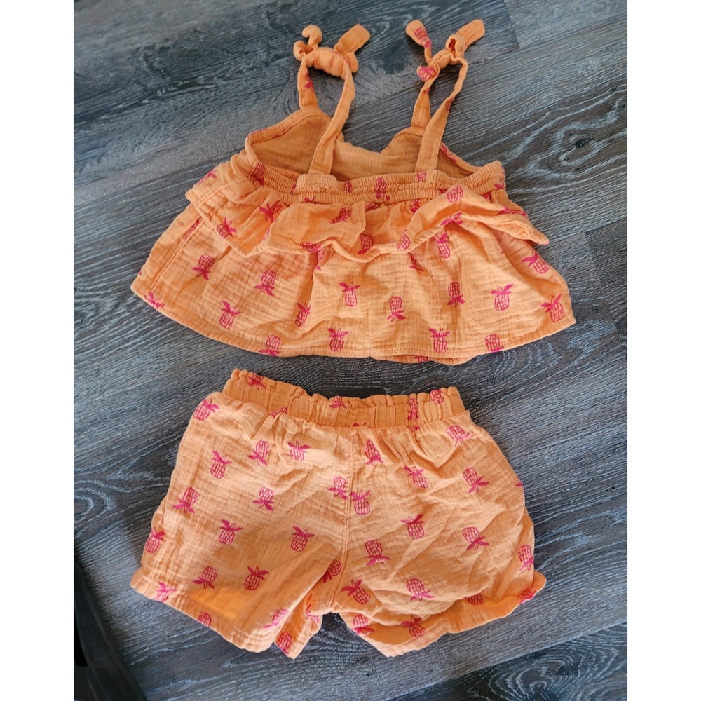Cat & Jack Girls 5T Orange Pink Pineapple‎ Print Tank Top Shorts Set Outfit #7